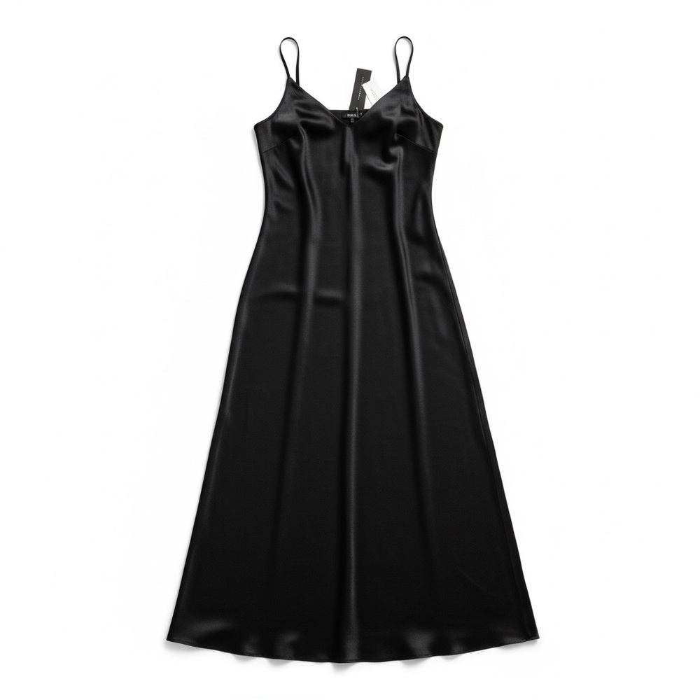 Banana Republic Sleek Black Satin Maxi Dress